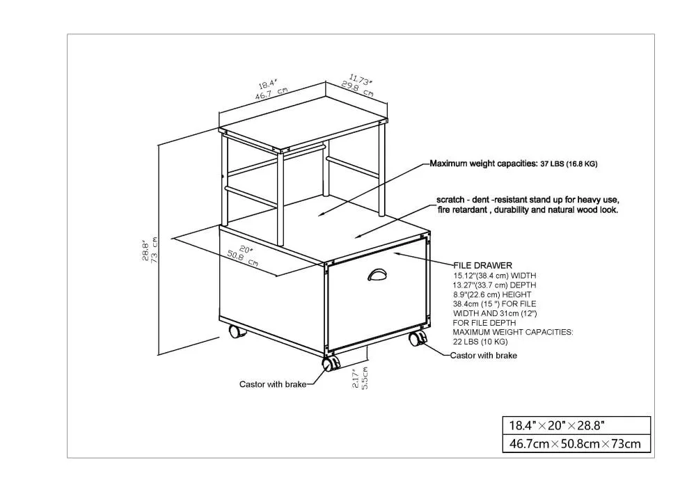 Saint Birch Bombay Walnut 1-Drawer File Cabinet