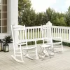 VEIKOUS 3-Piece Cedar Wood Rocking Chair Set - White Patio Conversation Set