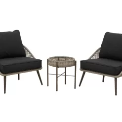 Origin 21 Plymouth Cove 3-Piece Wicker Patio Conversation Set with Gray Cushions