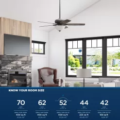 Harbor Breeze Oxford 52-in Bronze Indoor Downrod or Flush Mount Ceiling Fan with Light and Remote (5-Blade)