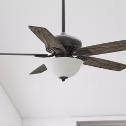 Harbor Breeze Oxford 52-in Bronze Indoor Downrod or Flush Mount Ceiling Fan with Light and Remote (5-Blade)