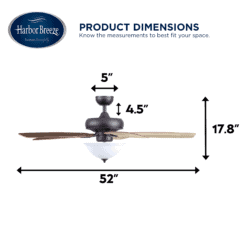 Harbor Breeze Oxford 52-in Bronze Indoor Downrod or Flush Mount Ceiling Fan with Light and Remote (5-Blade)