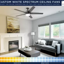 Harbor Breeze Flanagan II 52-in Matte Black Color-changing Indoor Ceiling Fan with Light and Remote (5-Blade)