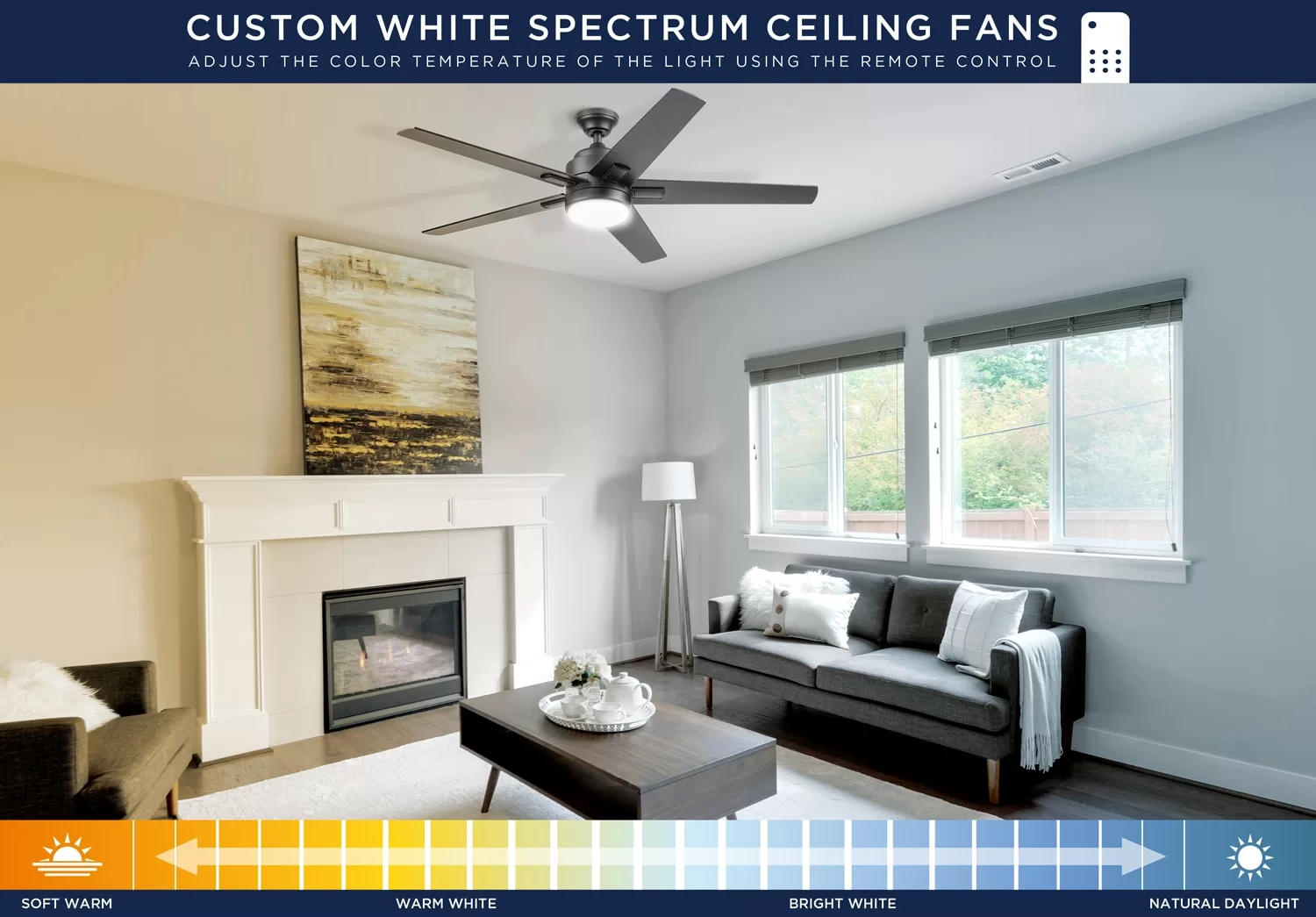 Harbor Breeze Flanagan II 52-in Matte Black Color-changing Indoor Ceiling Fan with Light and Remote (5-Blade)