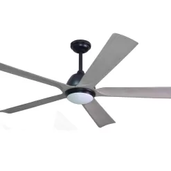 Harbor Breeze Cartersville 60-in Black Integrated LED Indoor/Outdoor Ceiling Fan with Light and Remote (5-Blade)