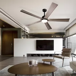 Harbor Breeze Cartersville 60-in Black Integrated LED Indoor/Outdoor Ceiling Fan with Light and Remote (5-Blade)