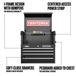 CRAFTSMAN CMST98267BK 2000 Series 26-in W x 24.7-in H 4-Drawer Steel Tool Chest (Black)