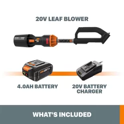 WORX Power Share Leafjet 20-volt 410-CFM 130-MPH Battery Handheld Leaf Blower 4 Ah (Battery and Charger Included)