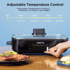 Highland 12-in L x 8.66-in W 1300-Watt Non-stick Electric Skillet