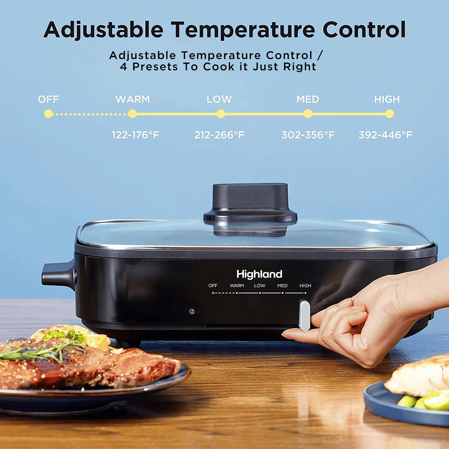 Highland 12-in L x 8.66-in W 1300-Watt Non-stick Electric Skillet