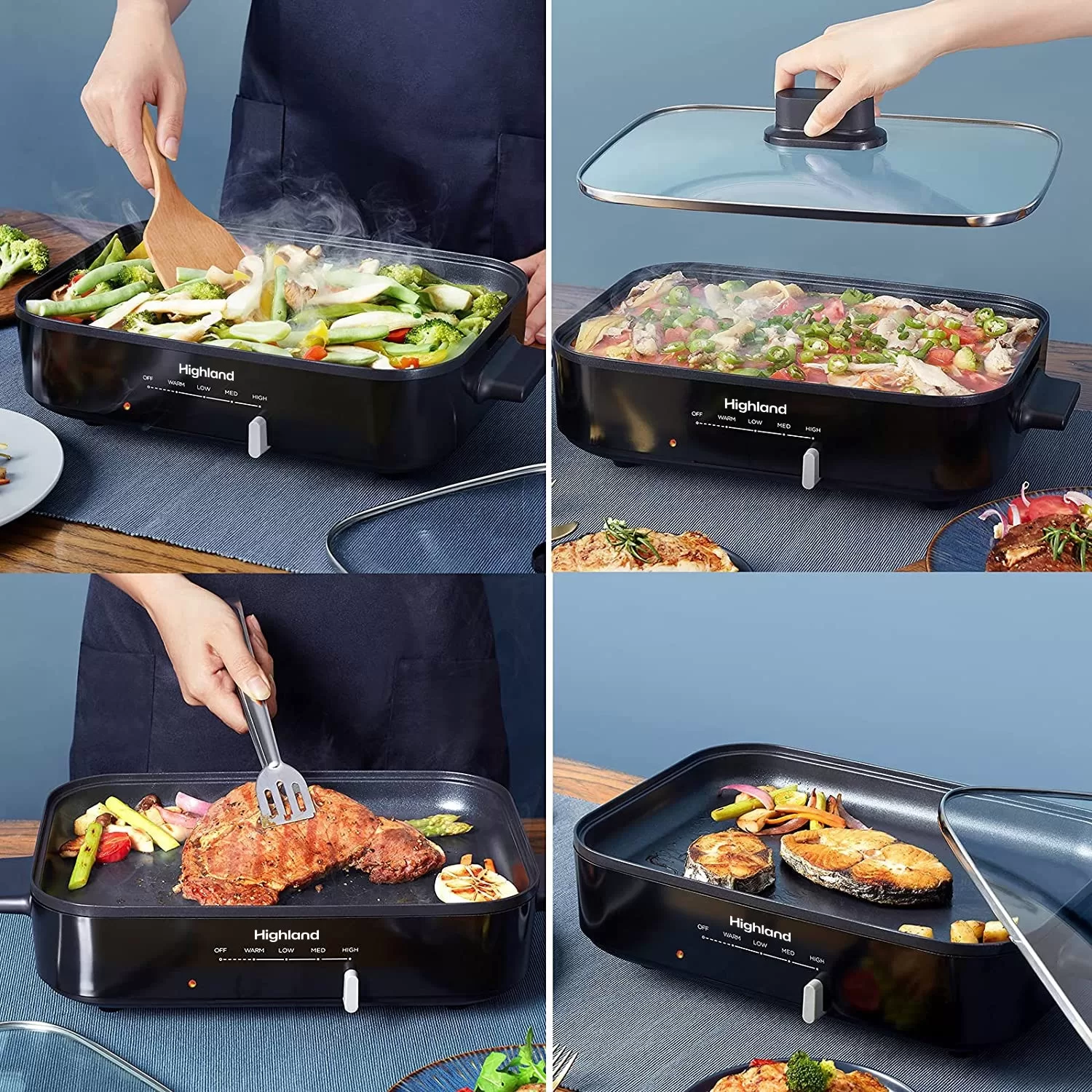 Highland 12-in L x 8.66-in W 1300-Watt Non-stick Electric Skillet
