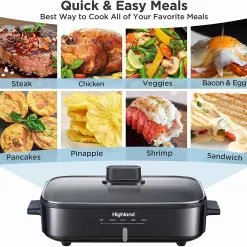 Highland 12-in L x 8.66-in W 1300-Watt Non-stick Electric Skillet