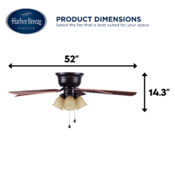 Harbor Breeze Centreville 52-in Oil-Rubbed Bronze Indoor Flush Mount Ceiling Fan with Light (5-Blade)