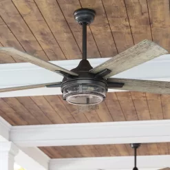 Harbor Breeze Summersville 52-in Textured Black Indoor/Outdoor Ceiling Fan with Light and Remote (5-Blade)