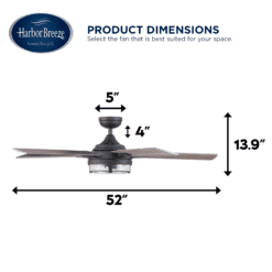 Harbor Breeze Summersville 52-in Textured Black Indoor/Outdoor Ceiling Fan with Light and Remote (5-Blade)