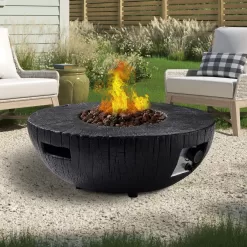 CASAINC Fire Pit Table 28-in W 30000-BTU Black Stainless Steel Propane Gas Fire Pit Table