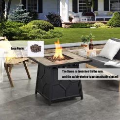 CASAINC Fire Pit Table 28-in W 40000-BTU Brown Tabletop Stainless Steel Propane Gas Fire Pit Table