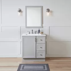 Style Selections Davies 30-in Gray Single Sink Bathroom Vanity with White Cultured Marble Top (Mirror Included)