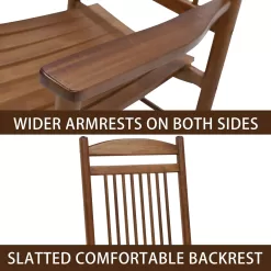 VEIKOUS 2-Piece Cedar Wood Rocking Chair Set Natural Finish for Patio Conversation