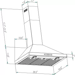 Empava 30-in 380-CFM Ducted Stainless Steel Wall-Mounted Range Hood
