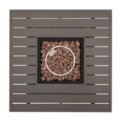 Nuu Garden 31.89-in W 50000-BTU Dark Brown Tabletop Aluminum Propane Gas Fire Pit Table