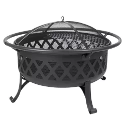 Pleasant Hearth 35-in W Black Steel Wood-Burning Fire Pit