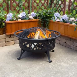 Pleasant Hearth 35-in W Black Steel Wood-Burning Fire Pit