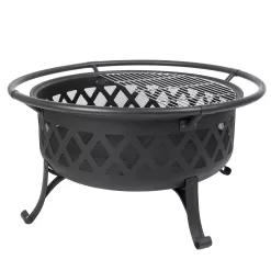 Pleasant Hearth 35-in W Black Steel Wood-Burning Fire Pit