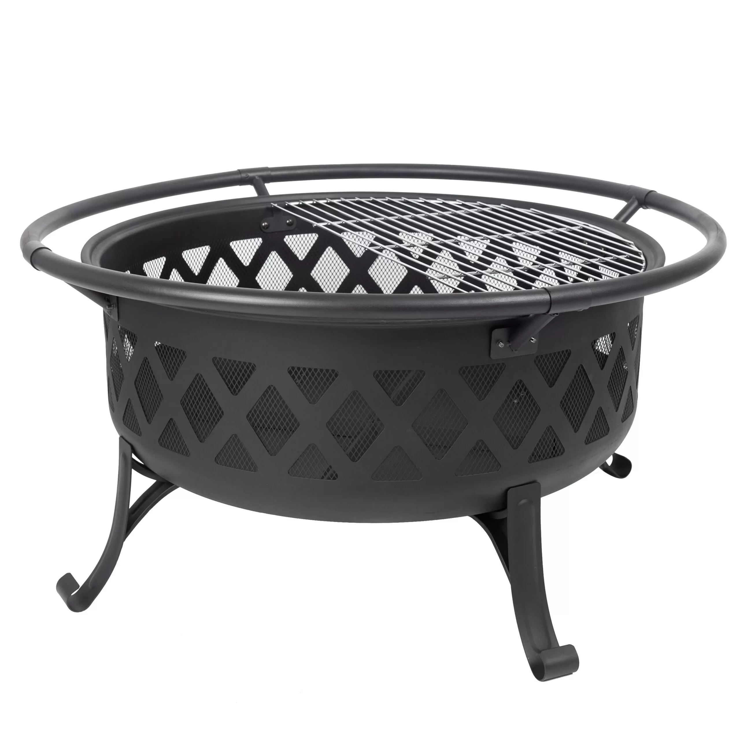 Pleasant Hearth 35-in W Black Steel Wood-Burning Fire Pit