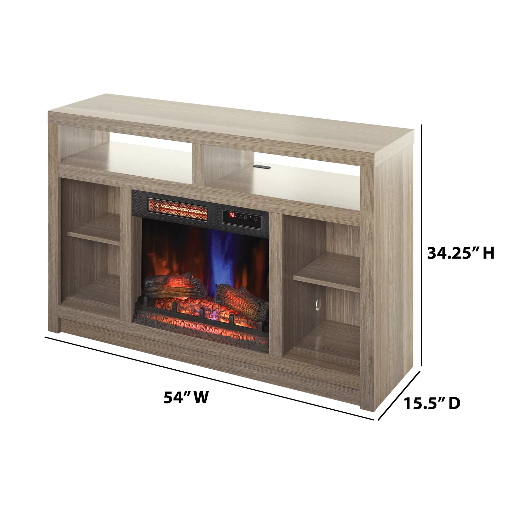 Origin 21 54-in W Colton Oak TV Stand with Infrared Quartz Electric Fireplace