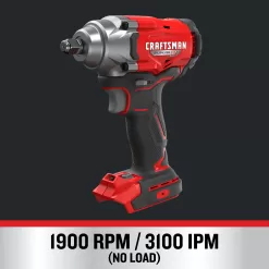 CRAFTSMAN 20-volt Max Variable Speed Brushless 1/2-in Drive Cordless Impact Wrench (Bare Tool)