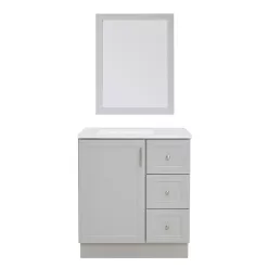 Style Selections Davies 30-in Gray Single Sink Bathroom Vanity with White Cultured Marble Top (Mirror Included)
