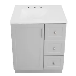 Style Selections Davies 30-in Gray Single Sink Bathroom Vanity with White Cultured Marble Top (Mirror Included)