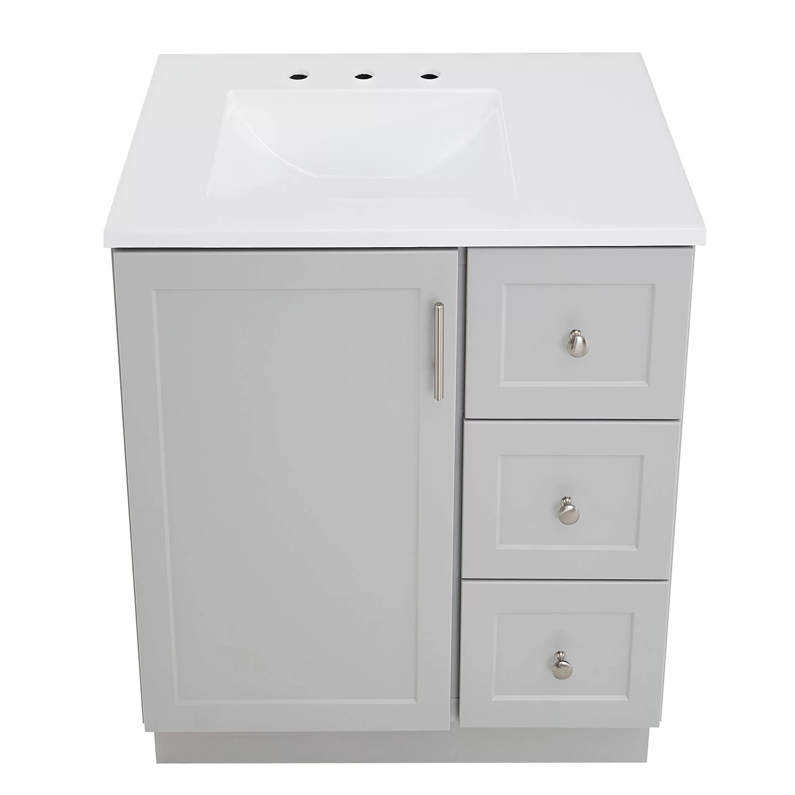 Style Selections Davies 30-in Gray Single Sink Bathroom Vanity with White Cultured Marble Top (Mirror Included)