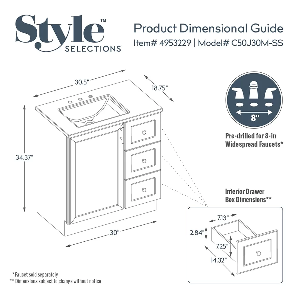 Style Selections Davies 30-in Gray Single Sink Bathroom Vanity with White Cultured Marble Top (Mirror Included)