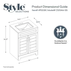 Style Selections Kirkman 24-in White Single Sink Bathroom Vanity with White Cultured Marble Top (Mirror Included)