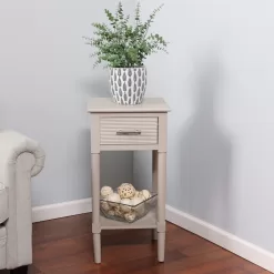 allen + roth 14-in W x 28-in H Gray Wood End Table Assembly Required