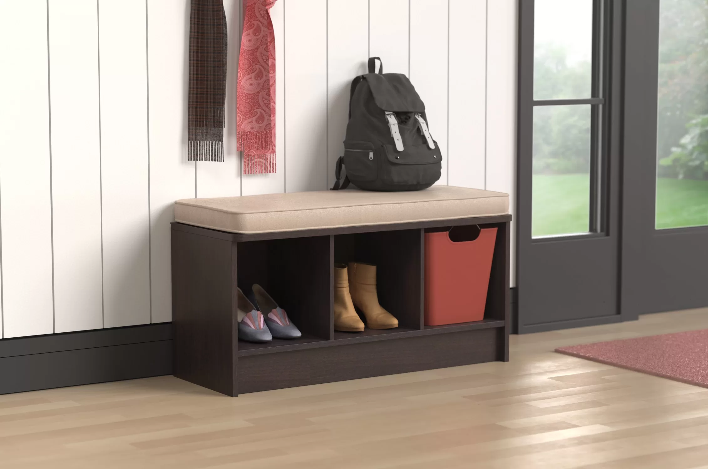ClosetMaid Modern Espresso Storage Bench with Storage 35.27-in x 14.01-in x 18.5-in