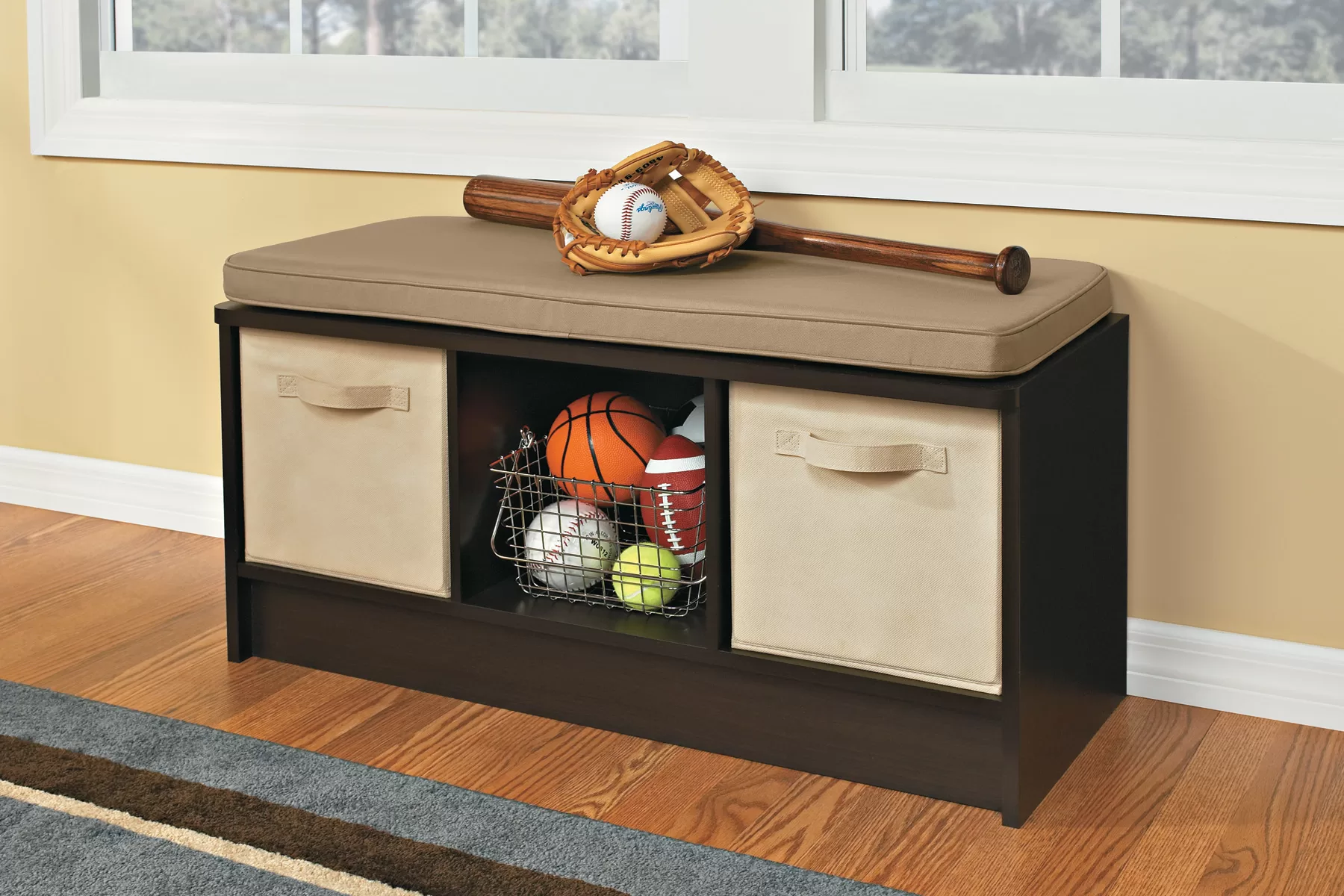 ClosetMaid Modern Espresso Storage Bench with Storage 35.27-in x 14.01-in x 18.5-in