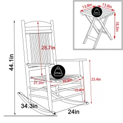 VEIKOUS 2-Piece Cedar Wood Rocking Chair Set Natural Finish for Patio Conversation