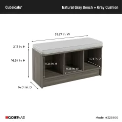 ClosetMaid Modern Natural Gray Storage Bench with Storage 35.27-in x 14.01-in x 18.5-in