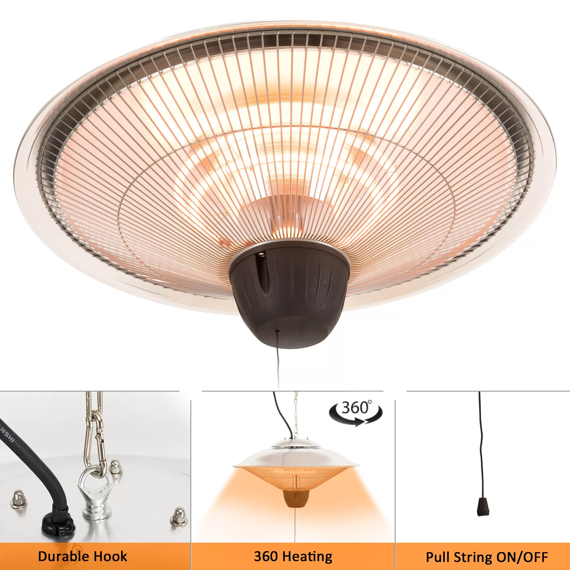Sun-Ray 5100-BTU 120-Volt Stainless Steel Carbon Fiber Electric Patio Heater