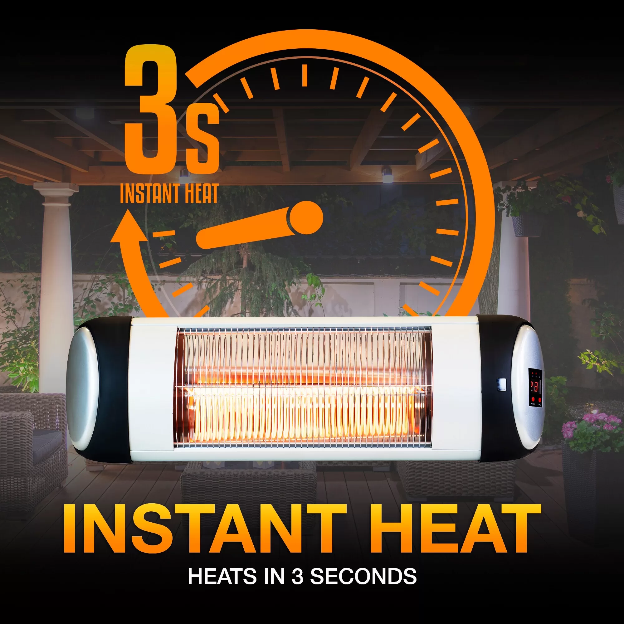 Sun-Ray 5100-BTU 120-Volt Stainless Steel Carbon Fiber Electric Patio Heater