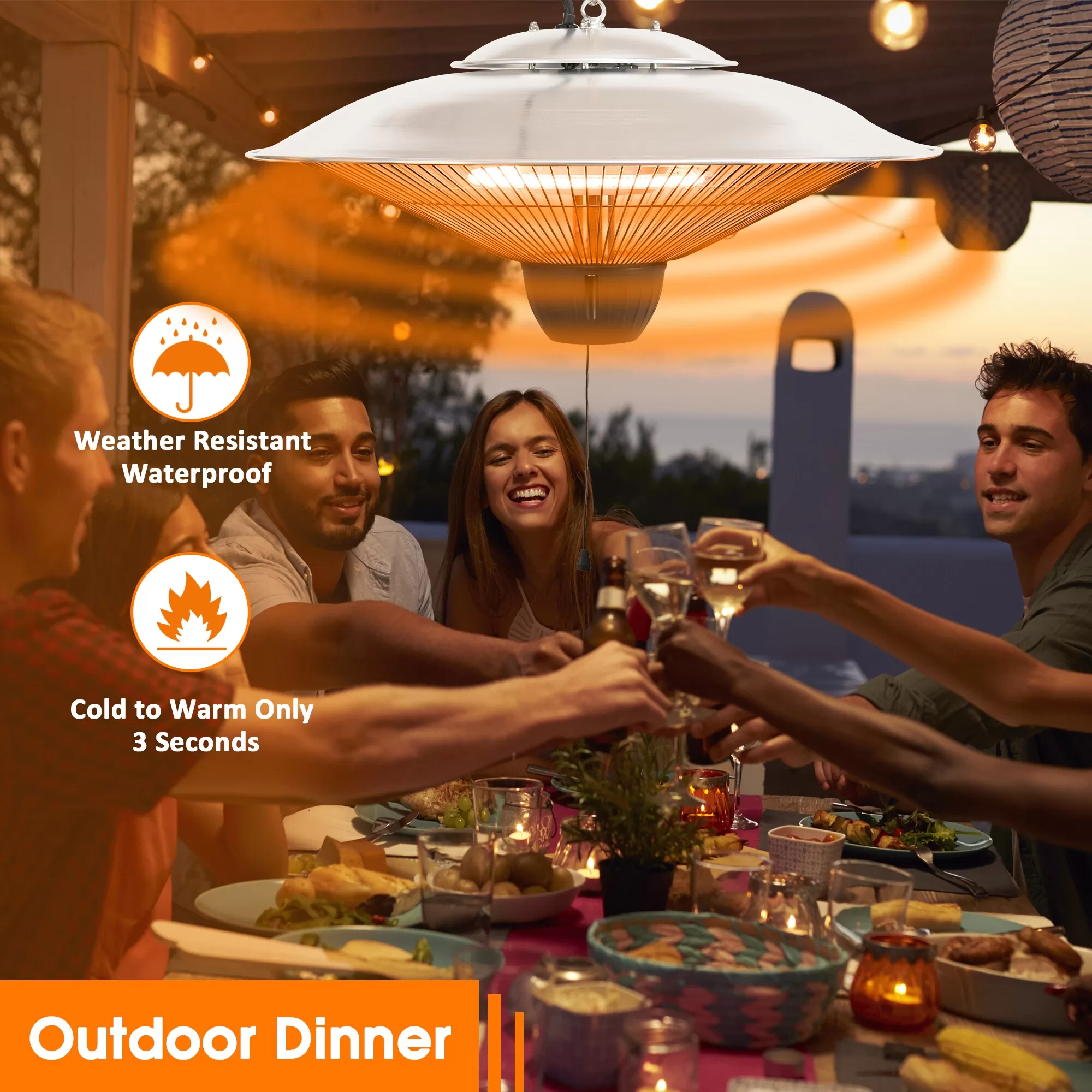 Sun-Ray 5100-BTU 120-Volt Stainless Steel Carbon Fiber Electric Patio Heater