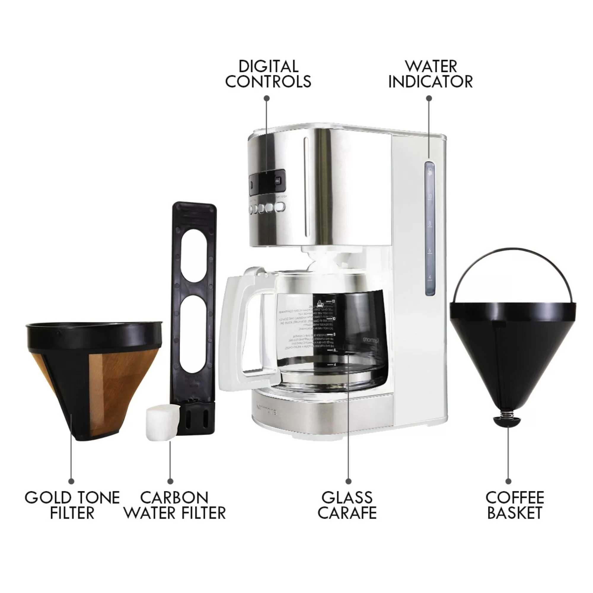 Kenmore 12-Cup White, Silver Commercial/Residential Drip Coffee Maker
