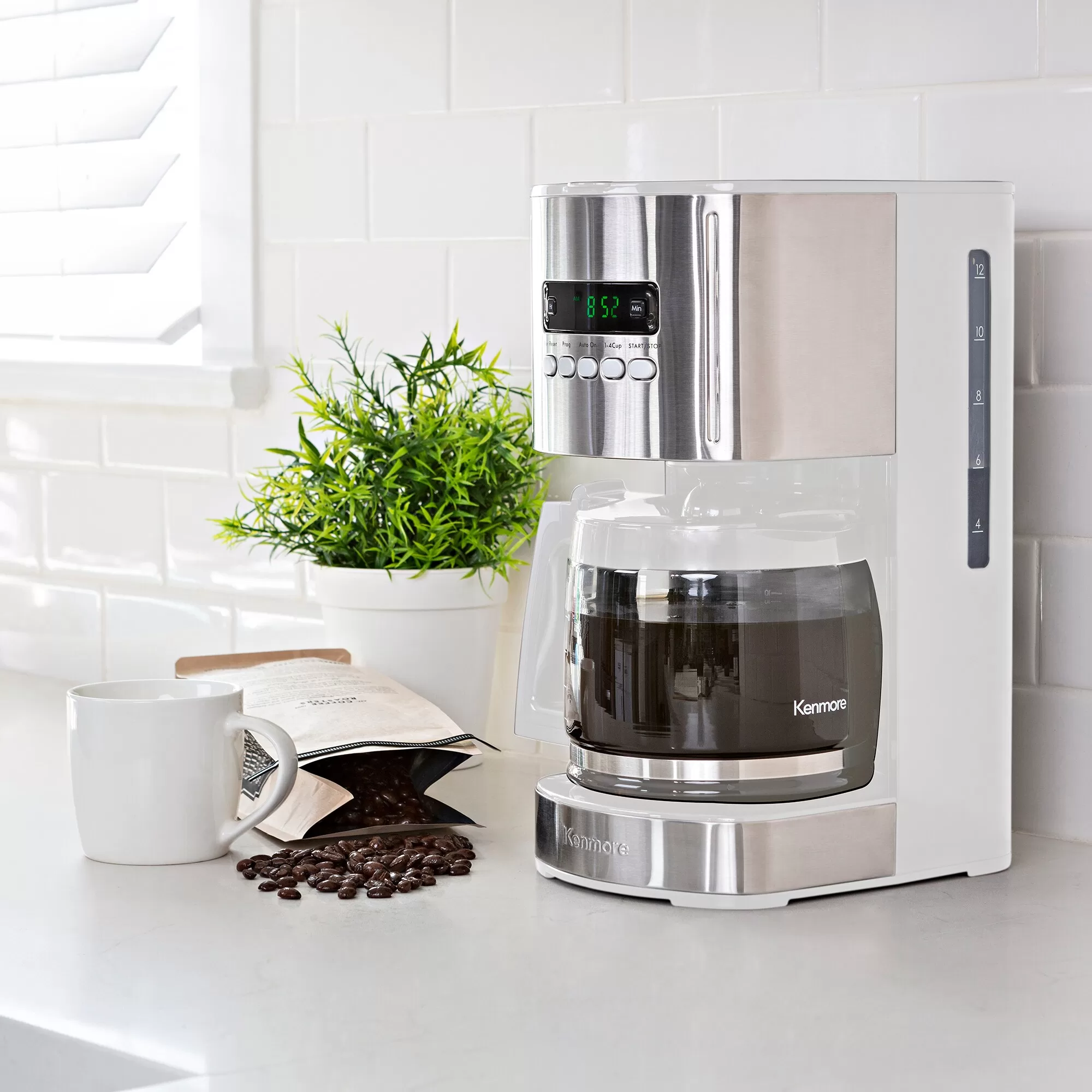 Kenmore 12-Cup White, Silver Commercial/Residential Drip Coffee Maker