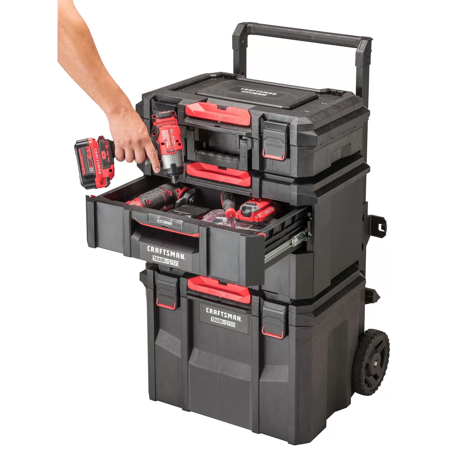 CRAFTSMAN TRADESTACK System 21.45-in Ball-bearing 2-Drawer Multiple Colors/Finishes Structural Foam Tool Box