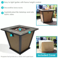 Sunnydaze Decor 28-in W 40000-BTU Brown Portable Steel Propane Gas Fire Pit Table