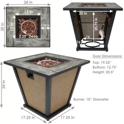 Sunnydaze Decor 28-in W 40000-BTU Brown Portable Steel Propane Gas Fire Pit Table