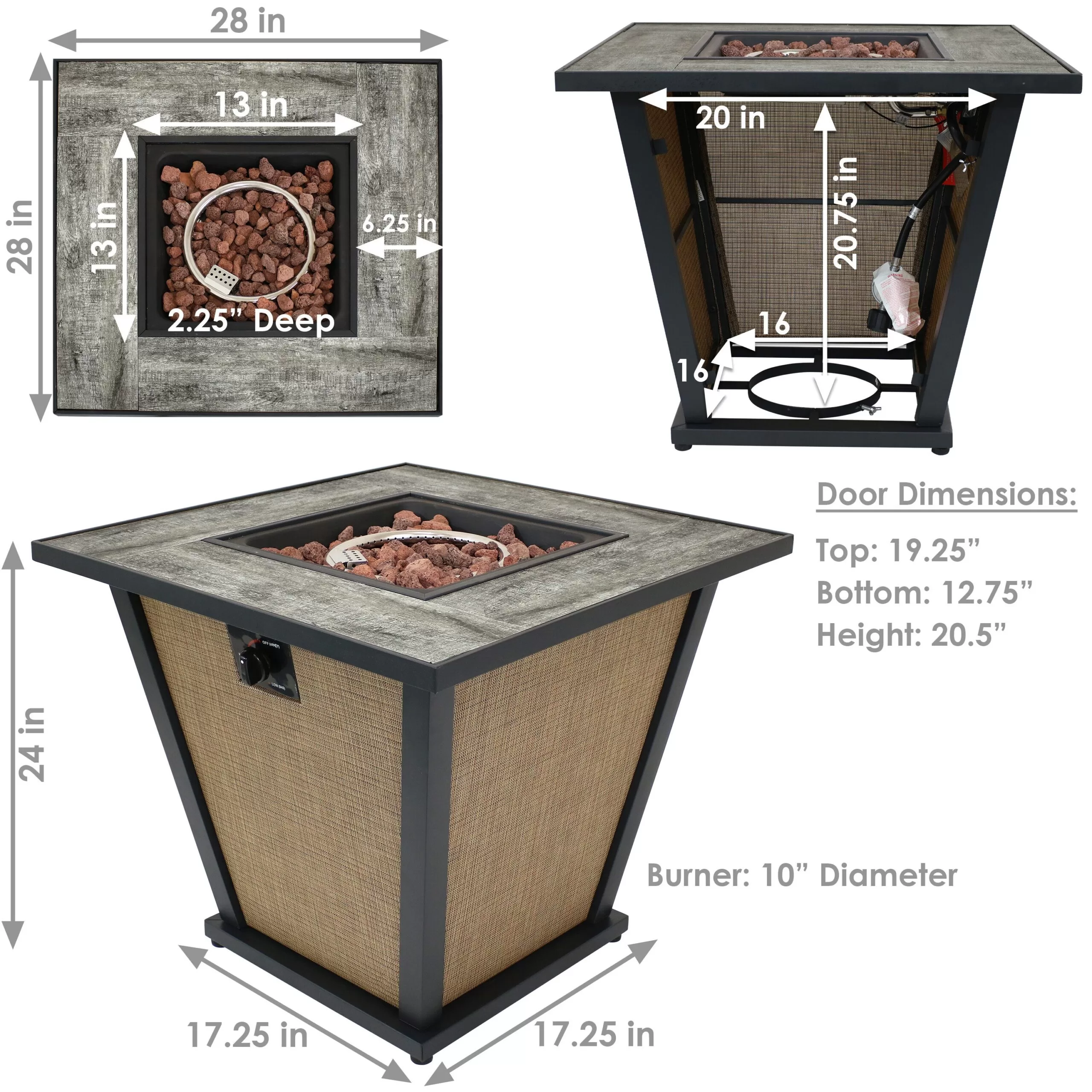 Sunnydaze Decor 28-in W 40000-BTU Brown Portable Steel Propane Gas Fire Pit Table